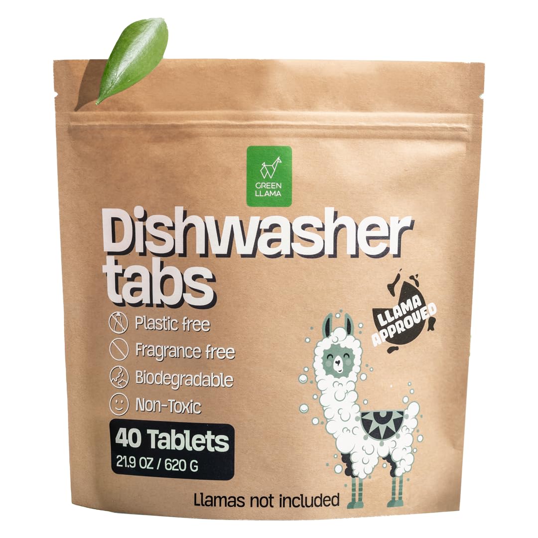 Dishwasher Tablets for Dishwasher, Fragrance Free, PVA Free, Non-Toxic, Compostable Packaging, Female Company, Leaping Bunny Certified, Pack of 40