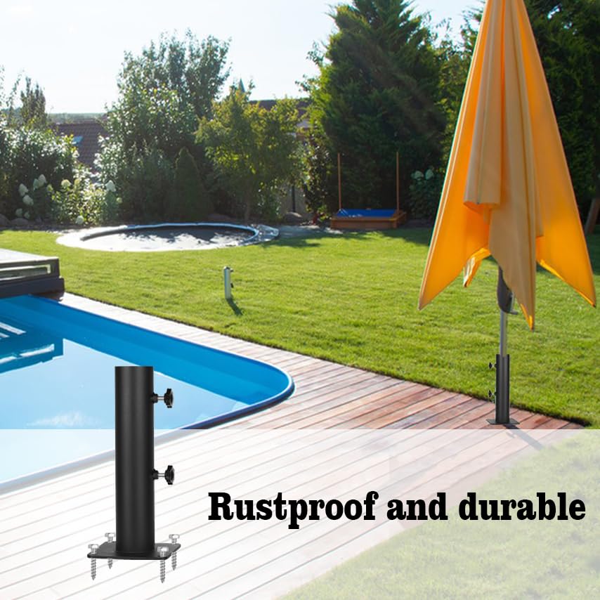 Patio Umbrella Outdoor Base Heavy Duty Steel Outdoor Umbrella Base,Umbrella Mount Umbrella Clamp Universal on Deck or Patio Umbrella Holder Stand for Decks,Docks,Pontoons, patios,Picnic Tables
