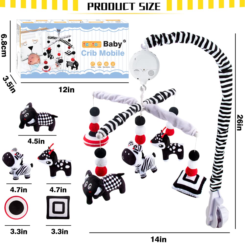 My First Baby Mobile, Montessori Black and White Mobile Crib Toys High Contrast Baby Crib Mobile for Newborn Infants Boys and Girls