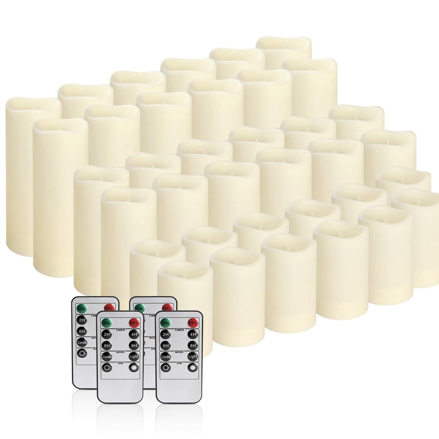 36 Pack Flameless Waterproof Indoor Outdoor Led Candles Equipped with Remote Controls and Timer, Ideal for Home Decor,Weddings, Festive(Three Sizes)