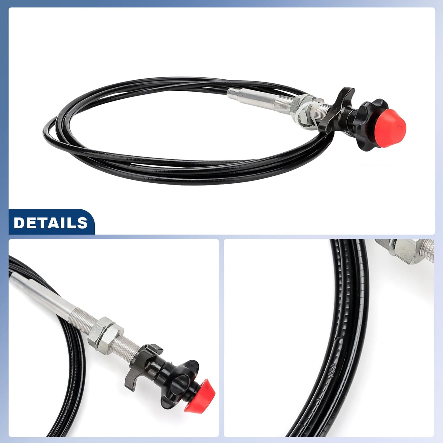 55204 Control Cables With 2 Inch Black Knob, 10 Ft. Length Compatible with Universal Fit - Locking Throttle Cable