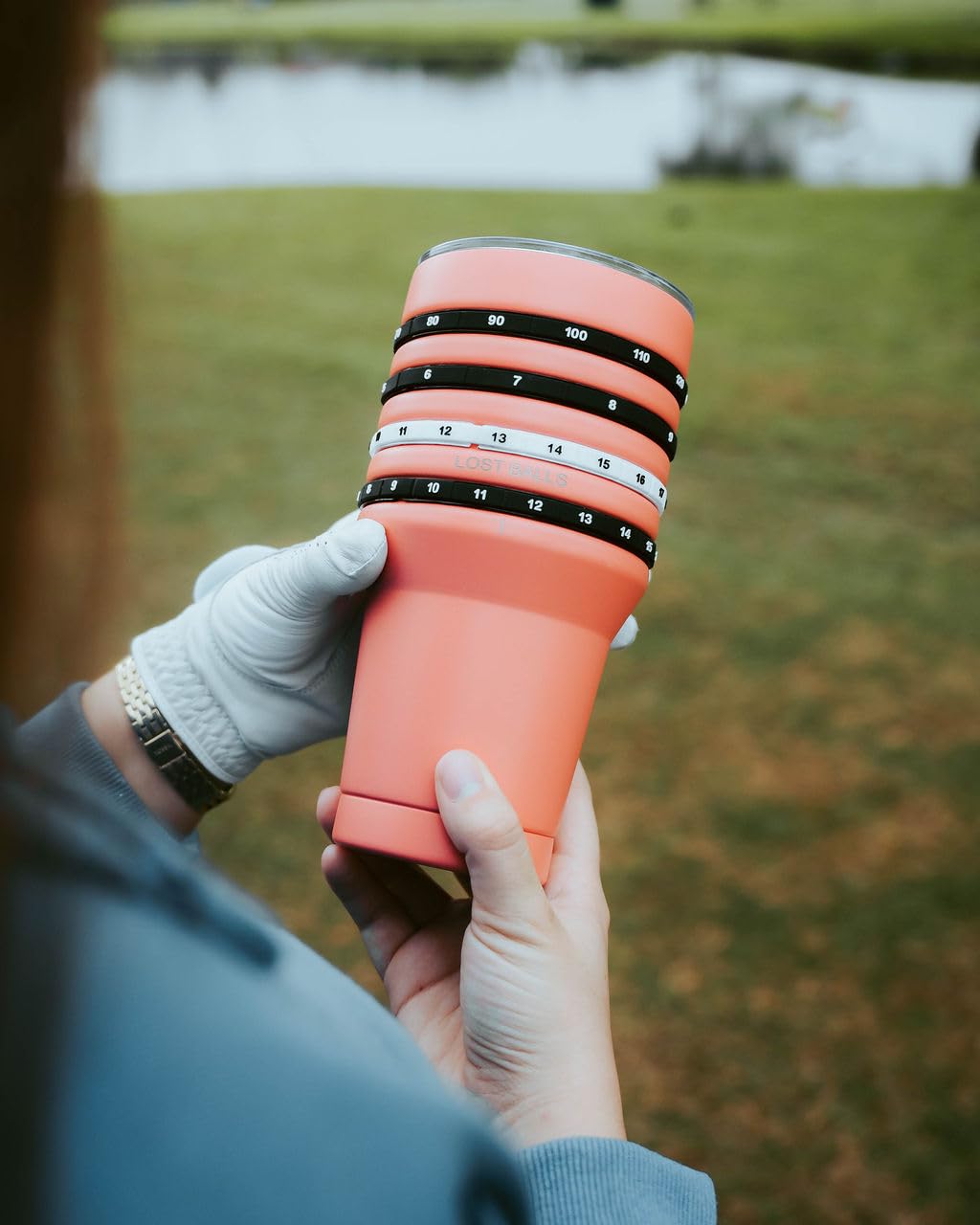 Tally Tumbler Golf Stainless Steel Cup, 30 oz Leak Proof Lid, Double Wall Insulation, Golf Tumbler with Score Keeping Counter (Cart Path Coral)