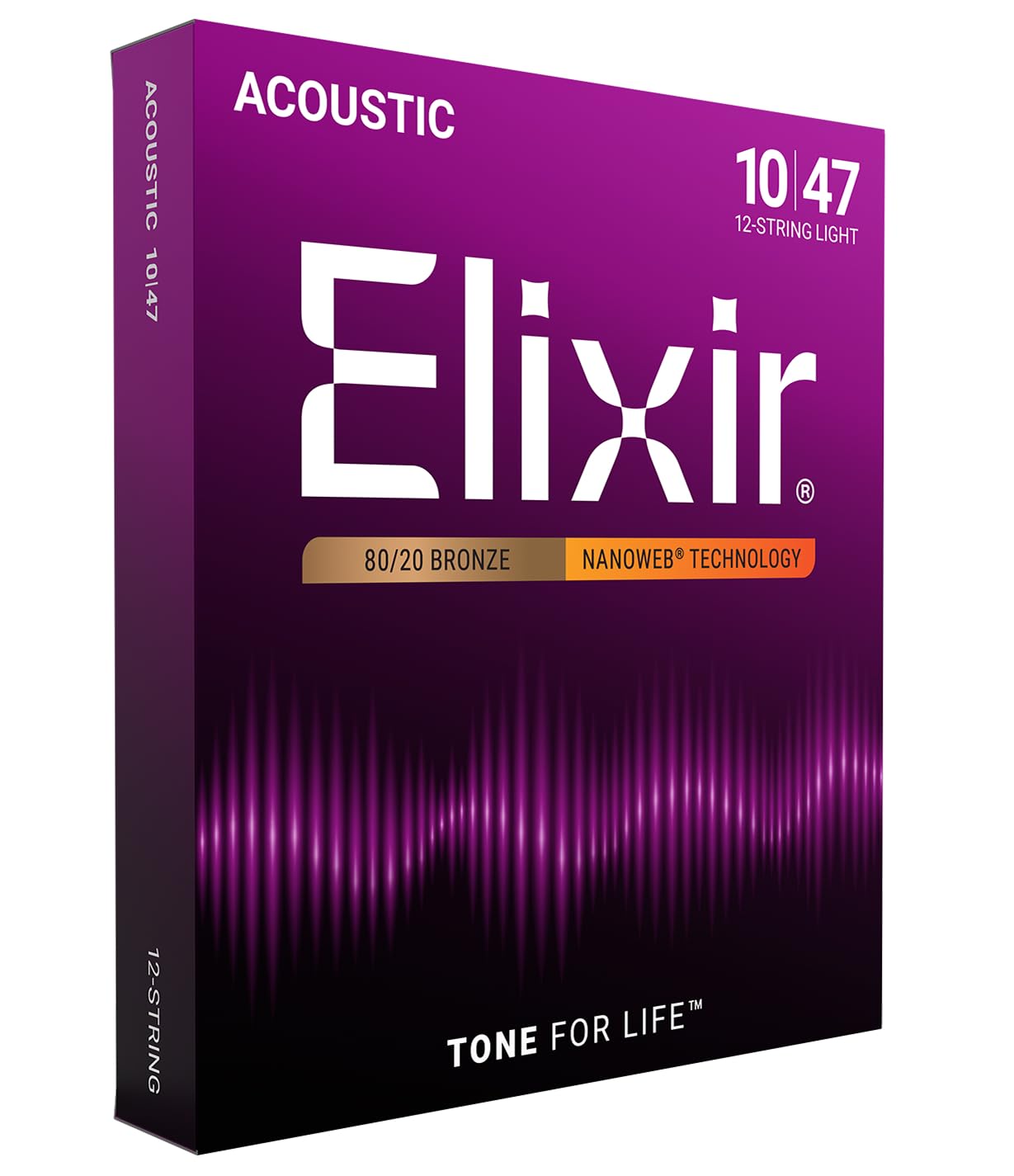 Elixir 80/20 Bronze 12-String Acoustic Guitar Strings with Nanoweb Coating - Light 10-47