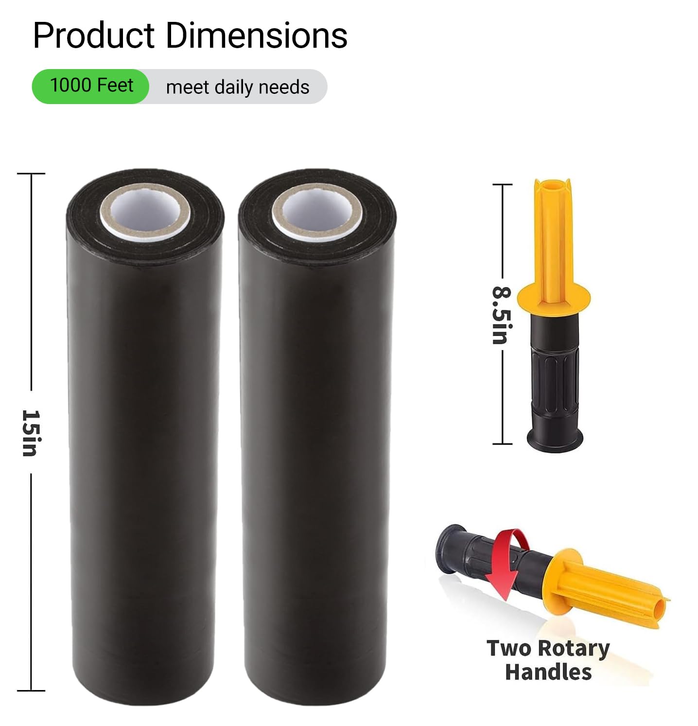 4 Rolls Black Stretch Wrap 15"x1000 Feet Stretch Film Shrink Wrap Packing Moving Suppliers for Shipping Moving Suppliers Packing Pallet Wrapping Surface Protection 60 Gauge
