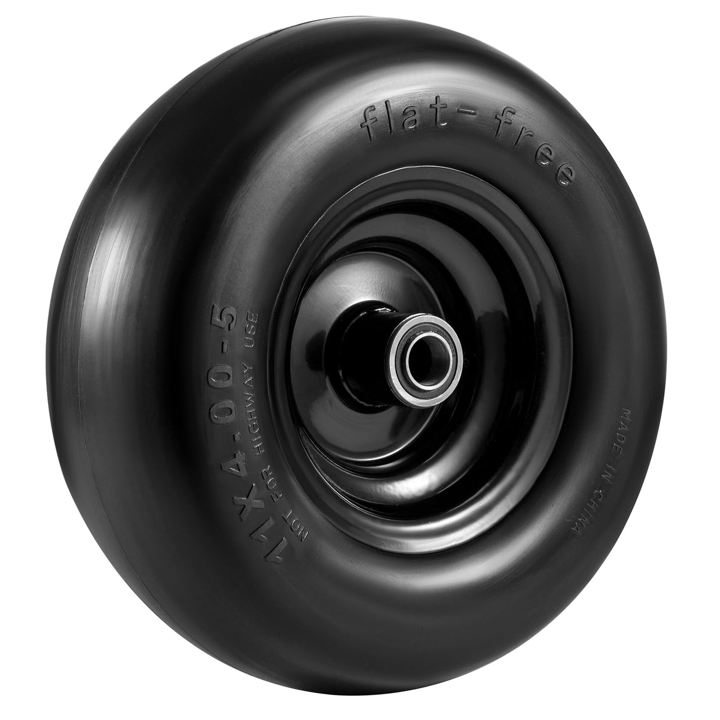 11x4.00-5" Lawn Mower Tire on Wheel Flat Free 2 PCS, 3/4" or 5/8" Bearing, Solid Mower Wheel for Residential and Commercial 3.4"-5" Centered Hub, Zero Turn Mower Front Tires