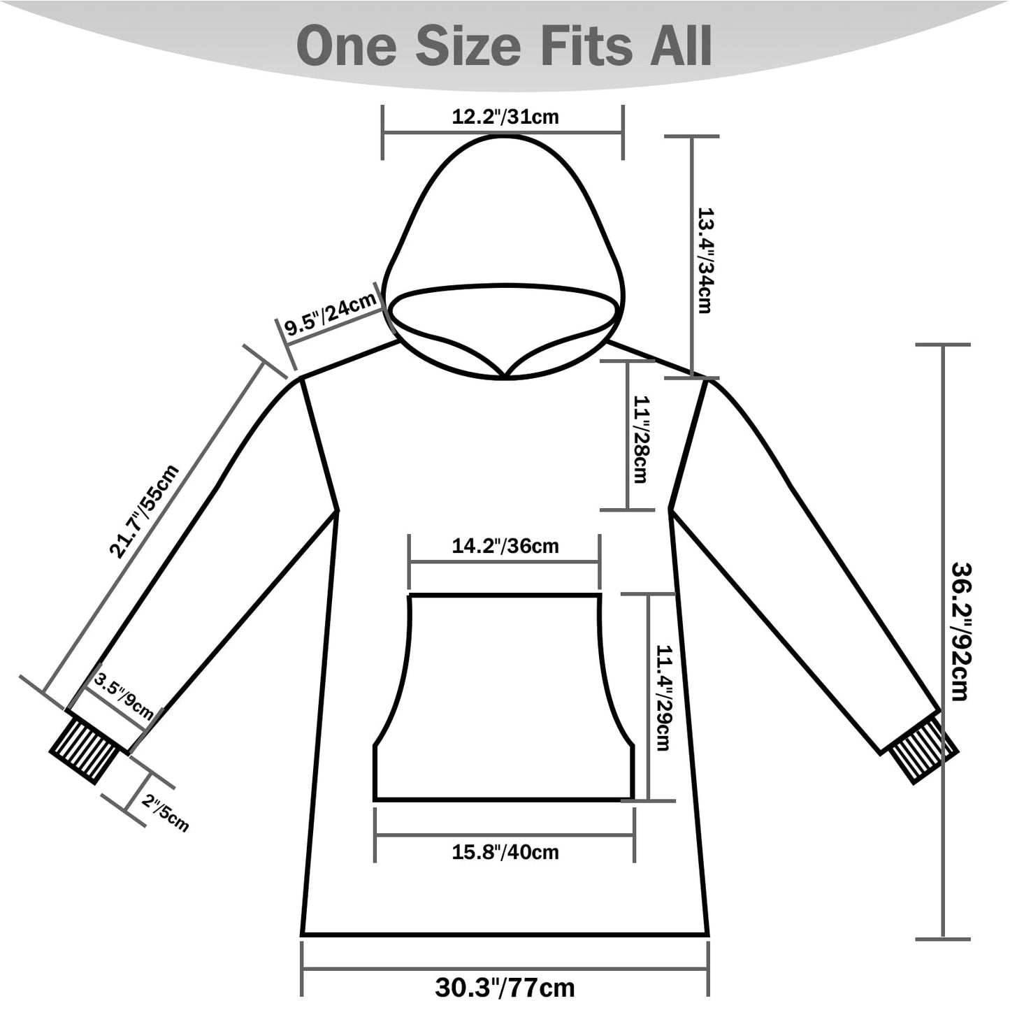 Fotgear Wearable Blanket Hoodie for Women, Oversized Hoodie Blanket with Giant Hood Pocket, One Size Fits All, Soft Warm Cozy Sherpa as Gifts for Adults, Teens (Grey)
