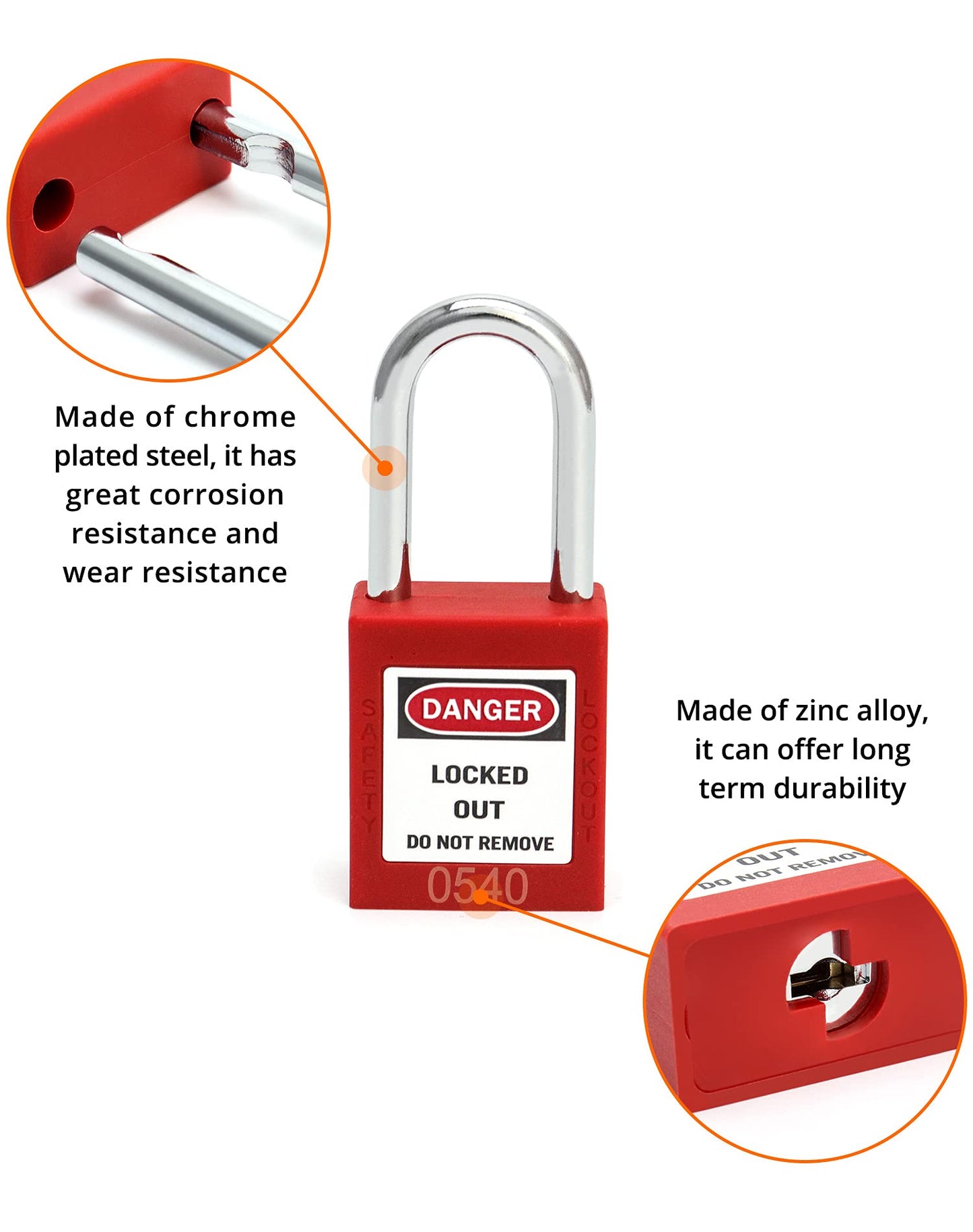 QWORK Lockout Tagout Locks, Safety Padlock, 10 Padlocks with 20 Keys, for Lock Out Tag Out Stations and Devices