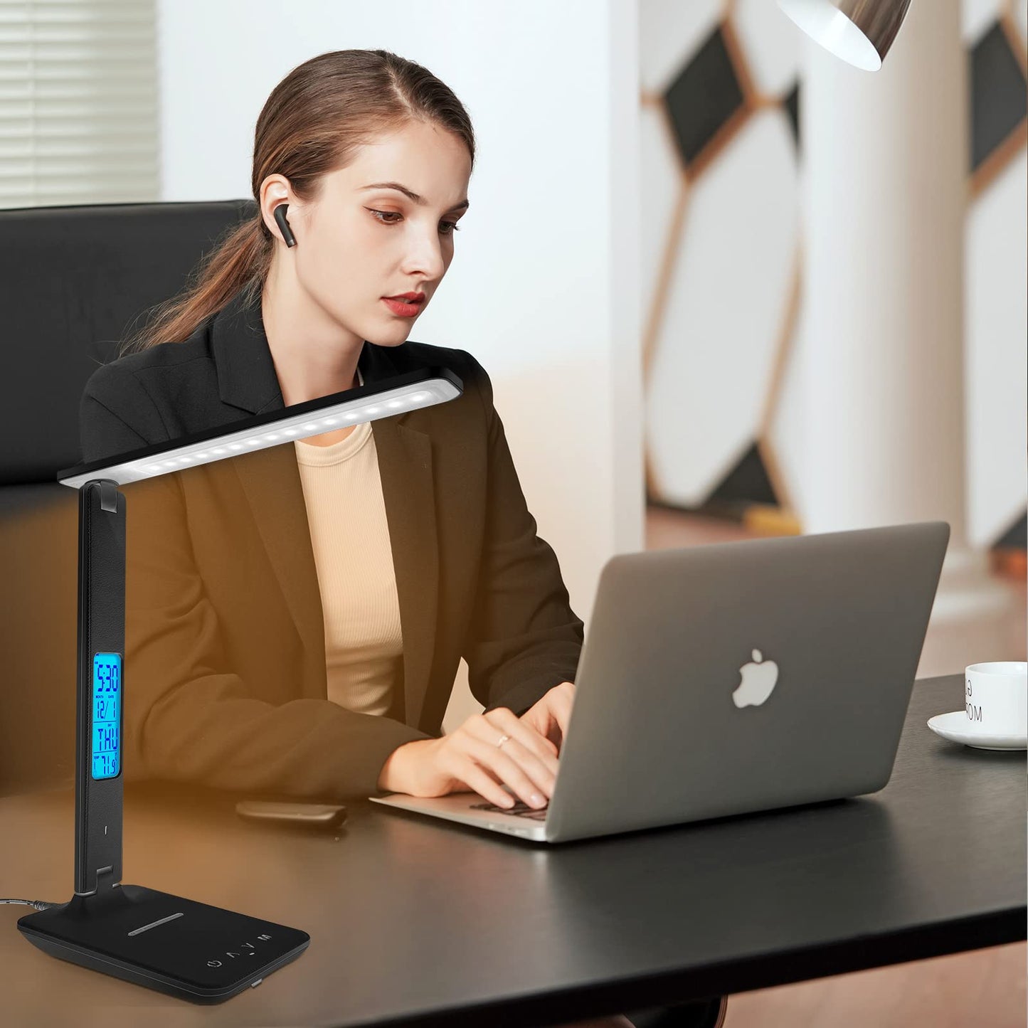 Whicow LED Desk Lamp Eye-Caring Table Lights Dimmable 5 Modes Touch Control Adjustable Table lamp with USB Charging Port for Home Office Reading, Studying Working