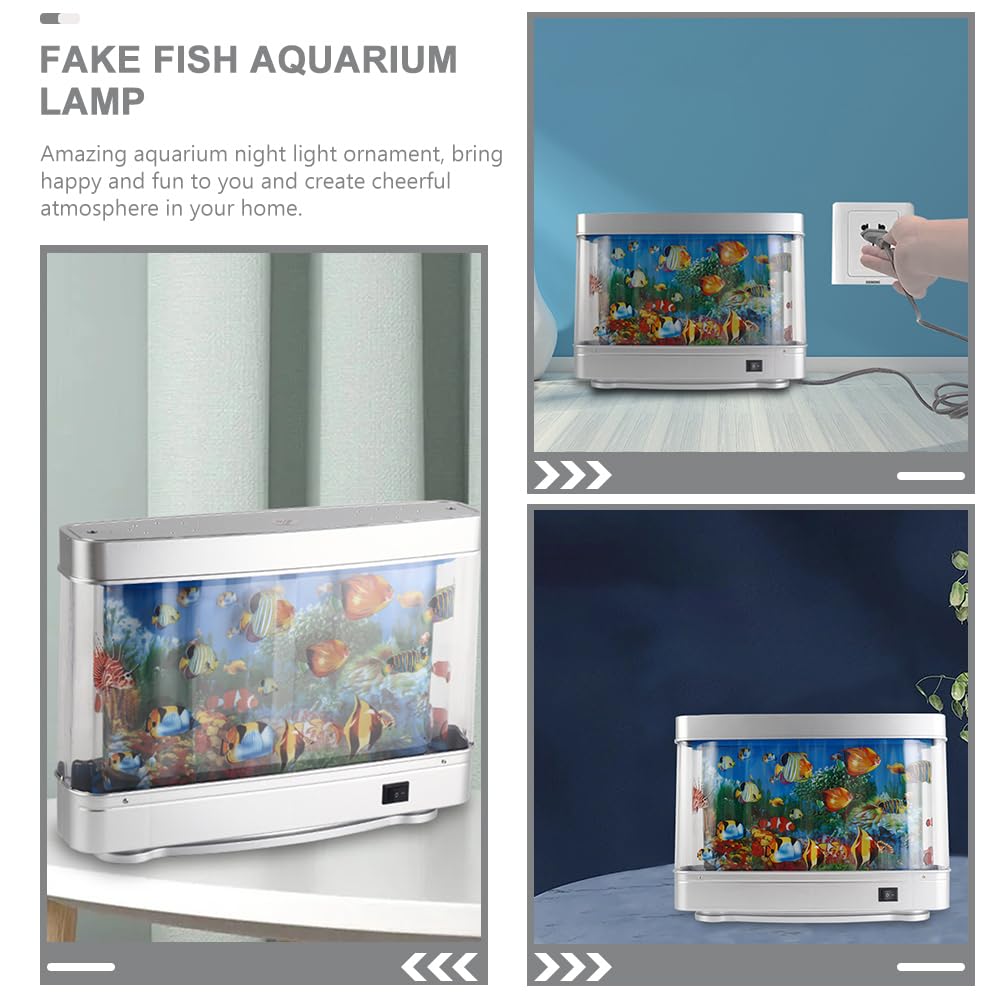 DOITOOL Fake Fish Tank Mini Aquarium: Artificial Tropical Fish Decorative Fake Fish Aquarium Lamp Artificial Aquarium Lights Motion Lamp Night Light with Moving Fish (US Plug)