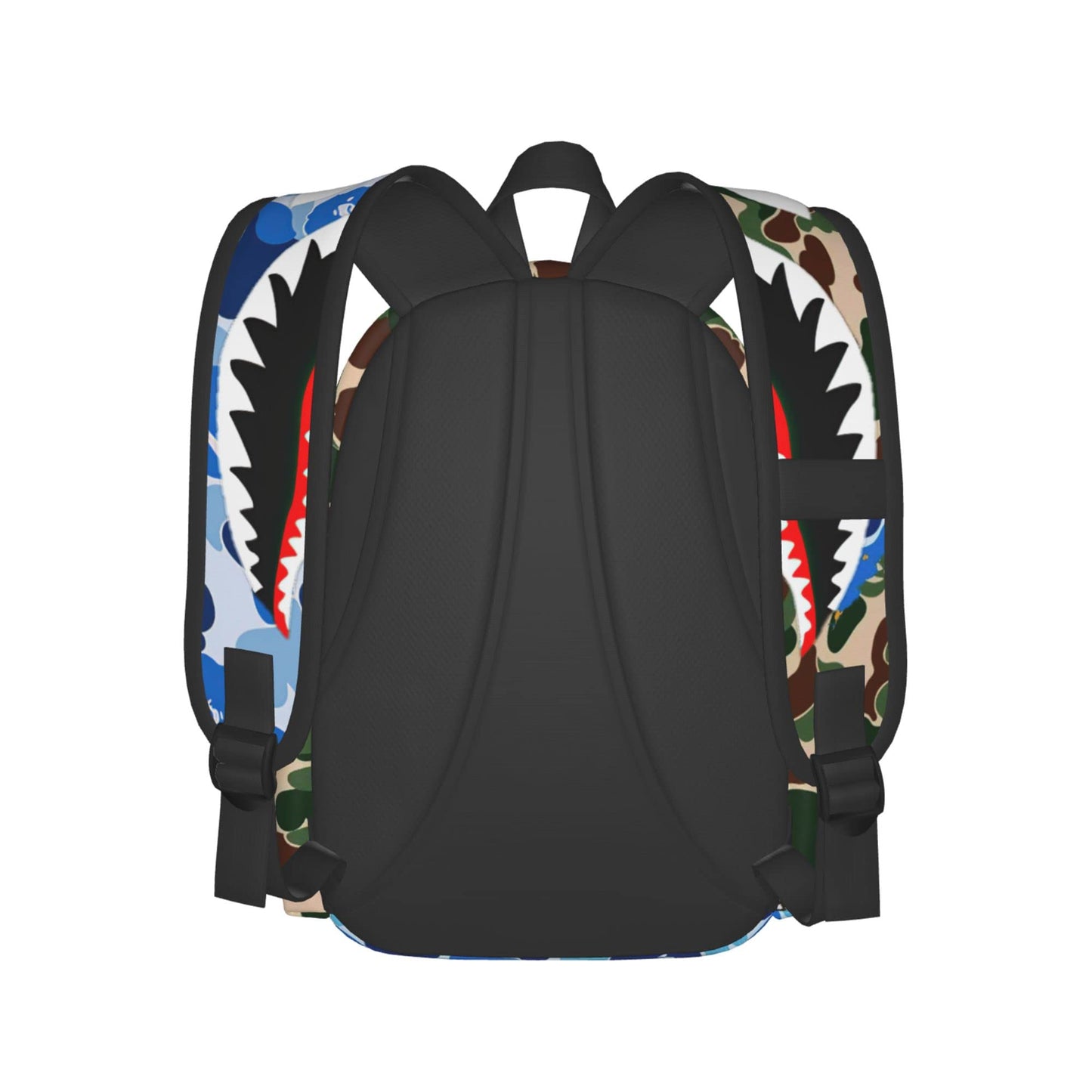 Vkaxopt Backpack Shark Teeth Camo Backpacks Travel Laptop Daypack Big Capacity Bookbag Fashion Durable for Men and Women, Blue Shark Camo, One Size, Fashion