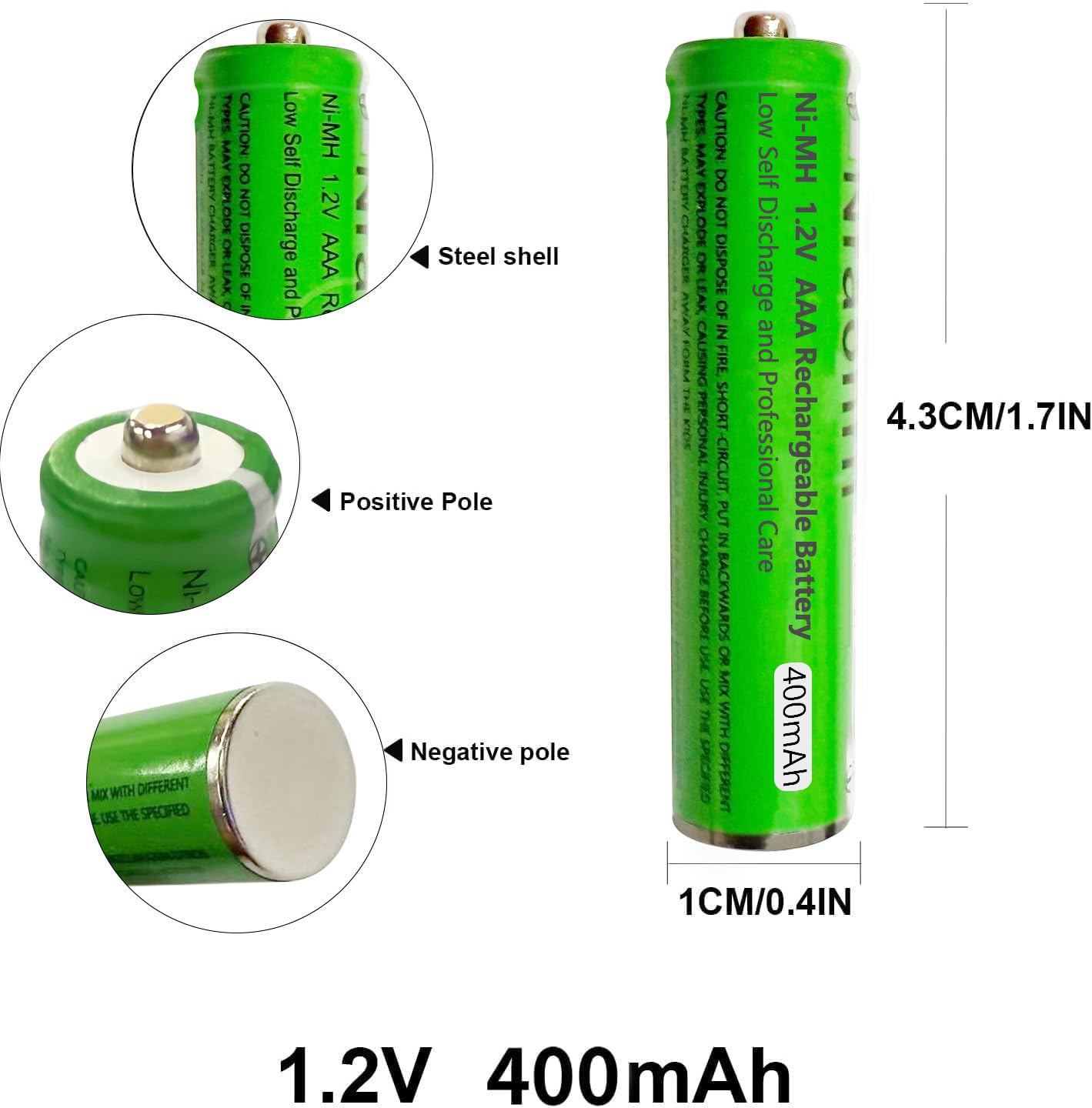 8 Pack Ni-MH AAA Rechargeable Batteries for Panasonic, 400mah AAA Ni-MH Rechargeable Batteries 1.2V for Cordless Phones, Remote Controls, Electronics