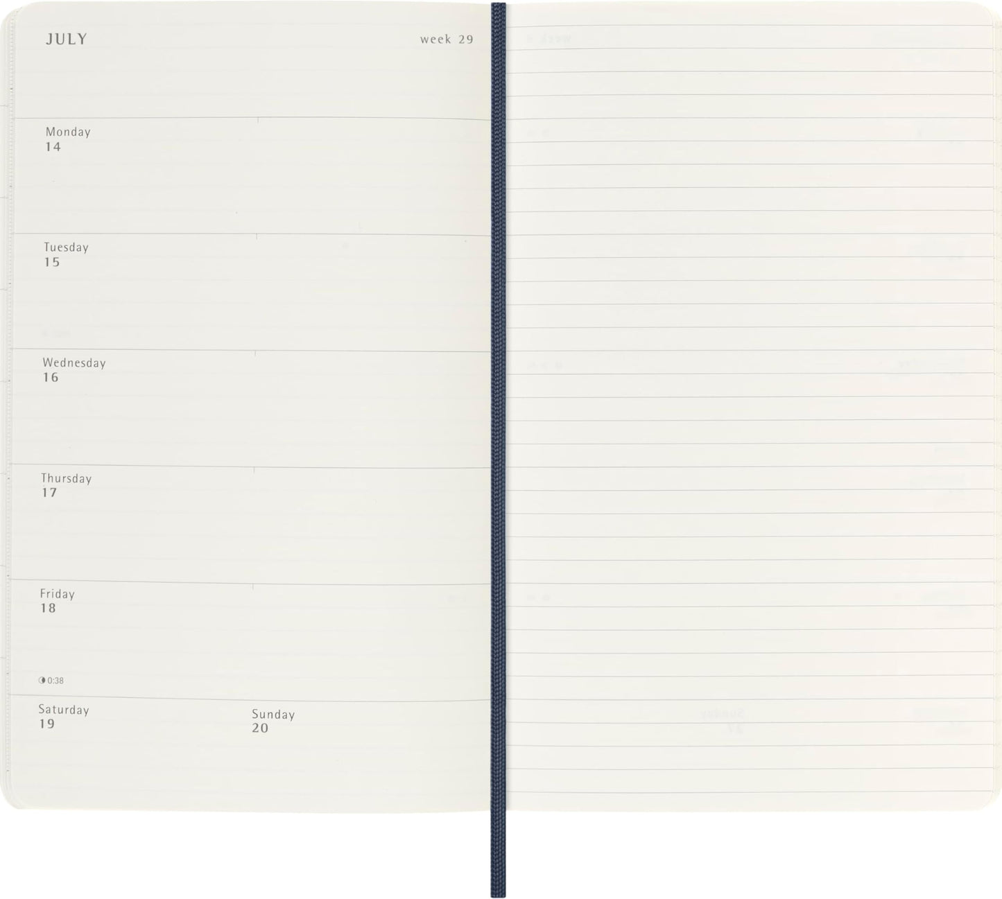 Moleskine Classic 18 Month 2025-2026 Weekly Planner, Soft Cover, Large (5" x 8.25"), Sapphire Blue, 208 pages