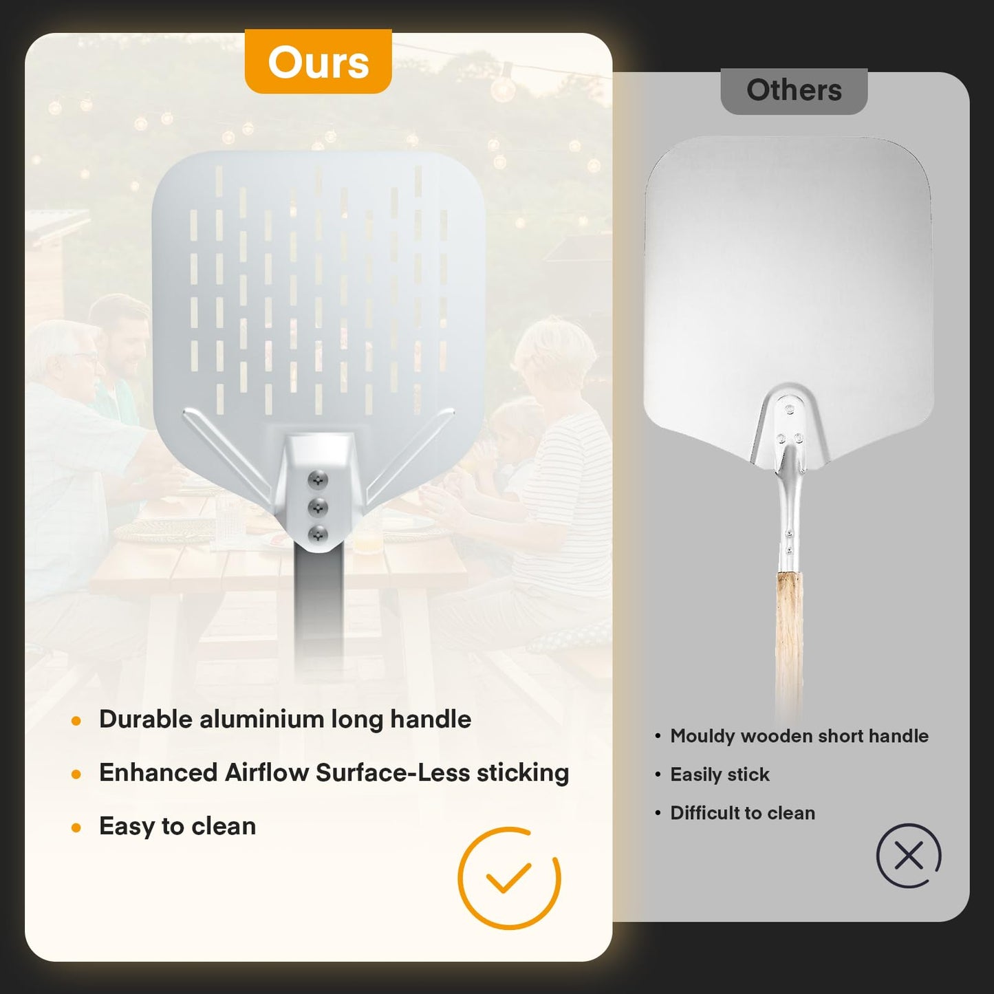 4PCS Pizza Oven Accessories, Yofuly 12 Inch Perforated Pizza Peel, 9 Inch Round Turning Peel, Stone Cleaning Brush with Scraper, Rocker Cutter, Homemade Pizzas Supplies Tools Kit