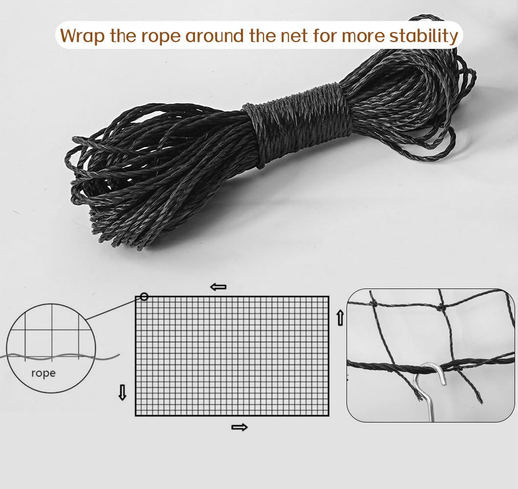 Morimoe Cat Balcony Net, Steel Wire Reinforced, Anti-Fall Fence, Safety Net, Extra Strong (10 X 26 Ft)