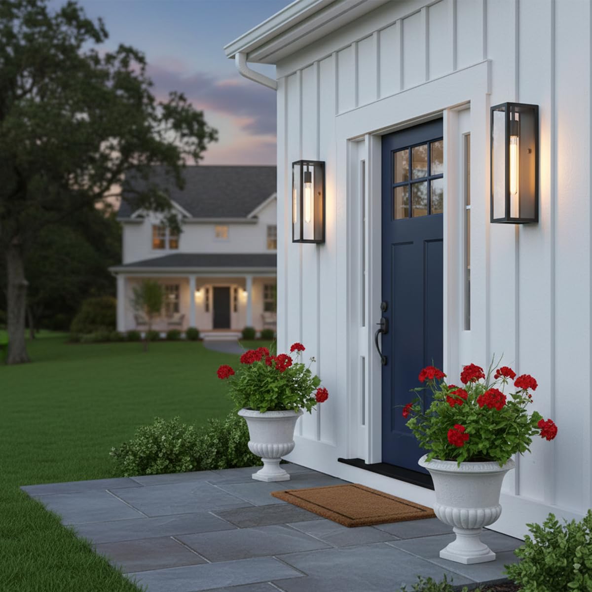 CRIRY 16'' Large Exterior Wall Sconce Lights 2Pack, Waterproof Black Exterior Lighting Fixtures, Modern Porch Lights Outdoor Wall Sconces Outside Coach Lights for Garage House