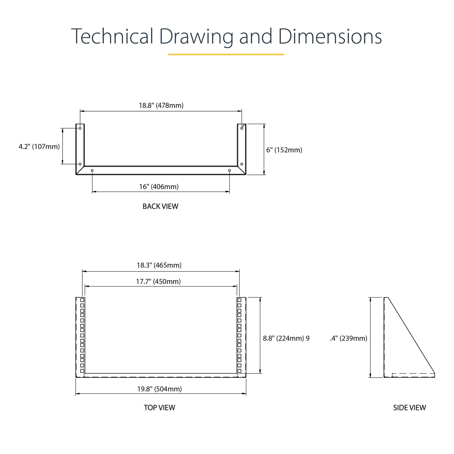 StarTech.com 5U Vertical Wall Mount Rack - 19in Low Profile Open Wall Mounting Bracket - Network/Server Room/Data/AV/IT/Patch Panel/Communication/Computer Equipment - w/Cage Nuts/Screws (RK519WALLV)