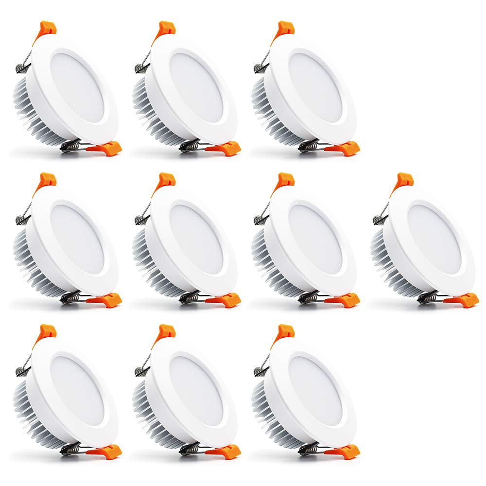 3 inch Dimmable LED Recessed Lighting, 7W Retrofit Downlight, 3000K Warm White, CRI 80 with LED Driver, as AC 110V Ceiling Light Fixture for Living Room, Kitchen, Bedroom, Hallway, 10 Pack