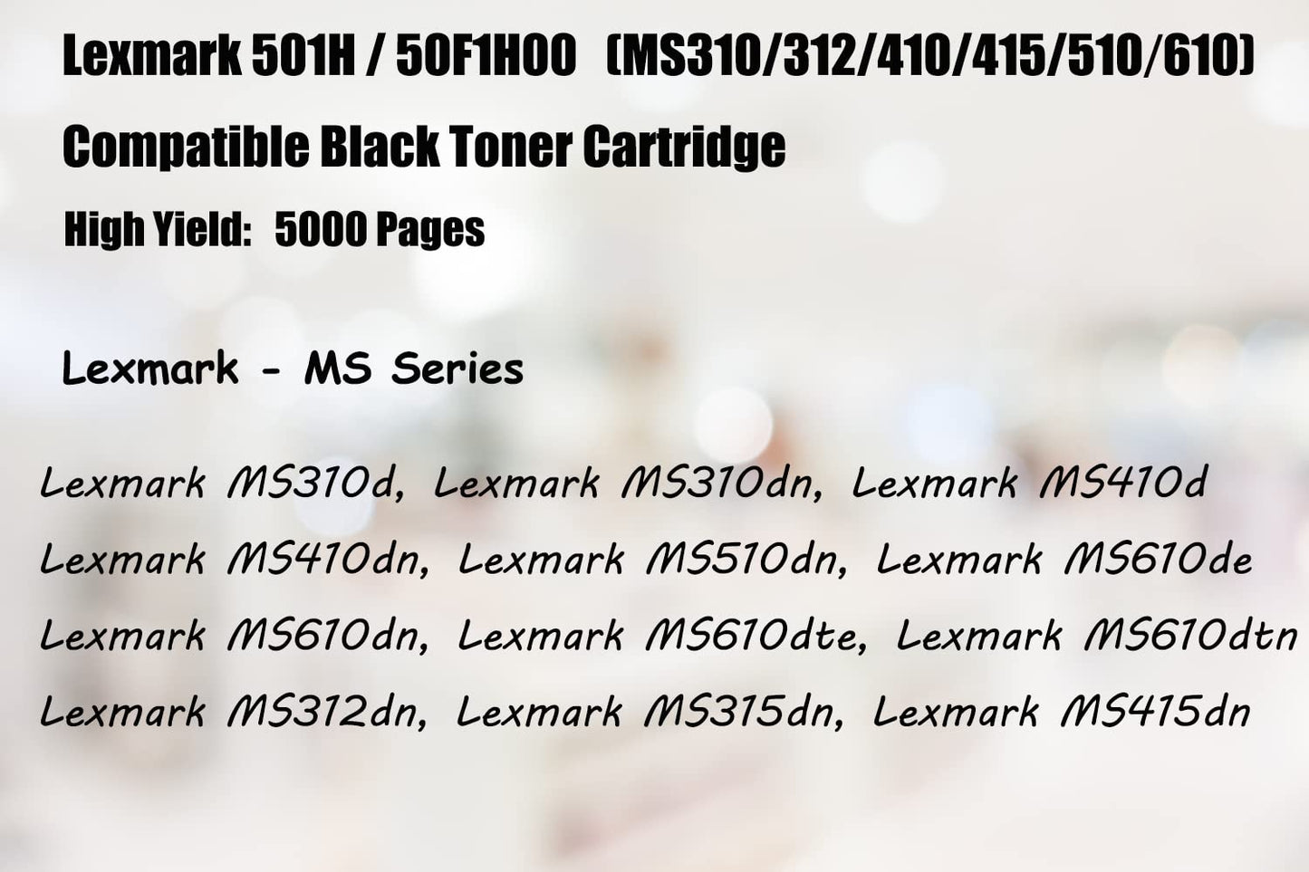 Ultra Toner® Compatible Replacement for Lexmark 50F1H00 50F1000 Toner Cartridge 501H 501 for Lexmark MS310d MS310dn MS312dn MS410d MS410dn MS510dn MS610dn MS610dtn MS610de MS610dte (1PK)