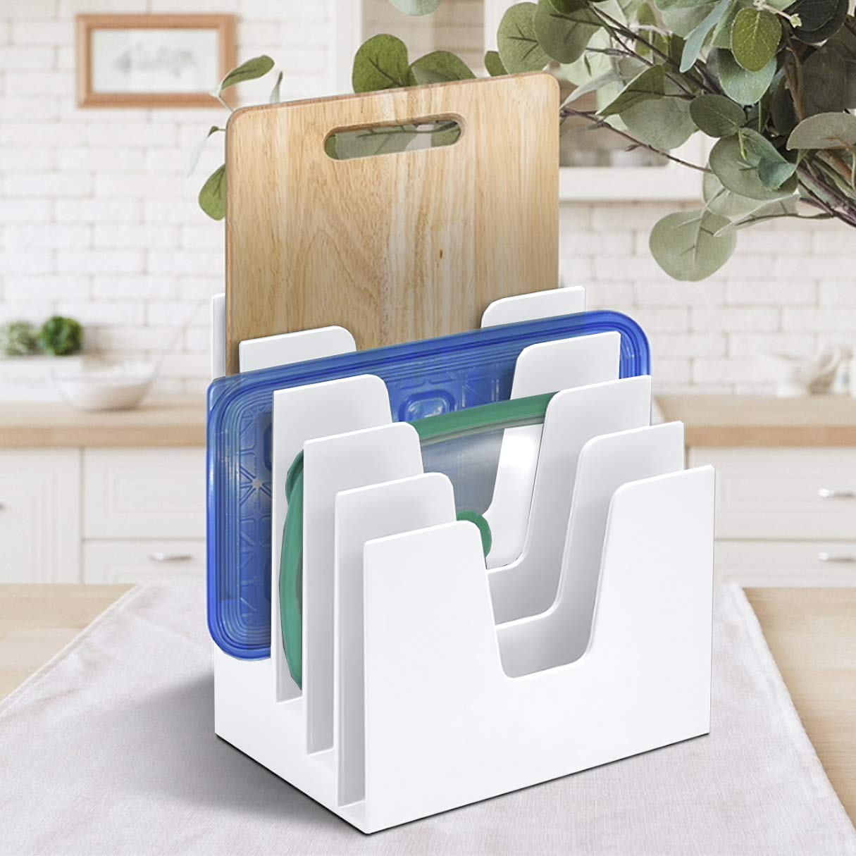 Acrimet 5 Section Incline File Sorter Organizer, Mail, Folder, Letter Desk Organizer, Rack for Office Organization Desktop, Plastic, White