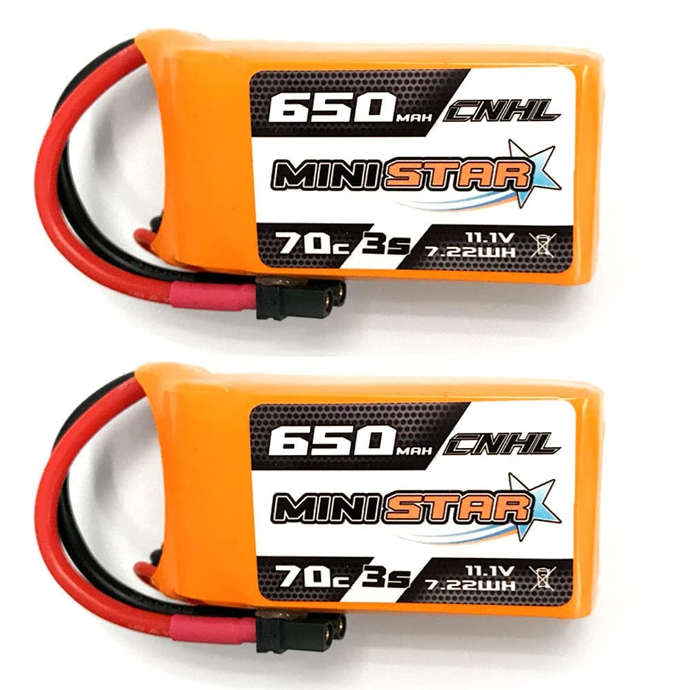 CNHL 3s Lipo Battery 650mAh 70C 11.1v with XT30 Plug for MultiRotor FPV Torrent 110 Lizard 95 Quad Quadcoper Micro RC Drone Racing Hobby (2 Packs)