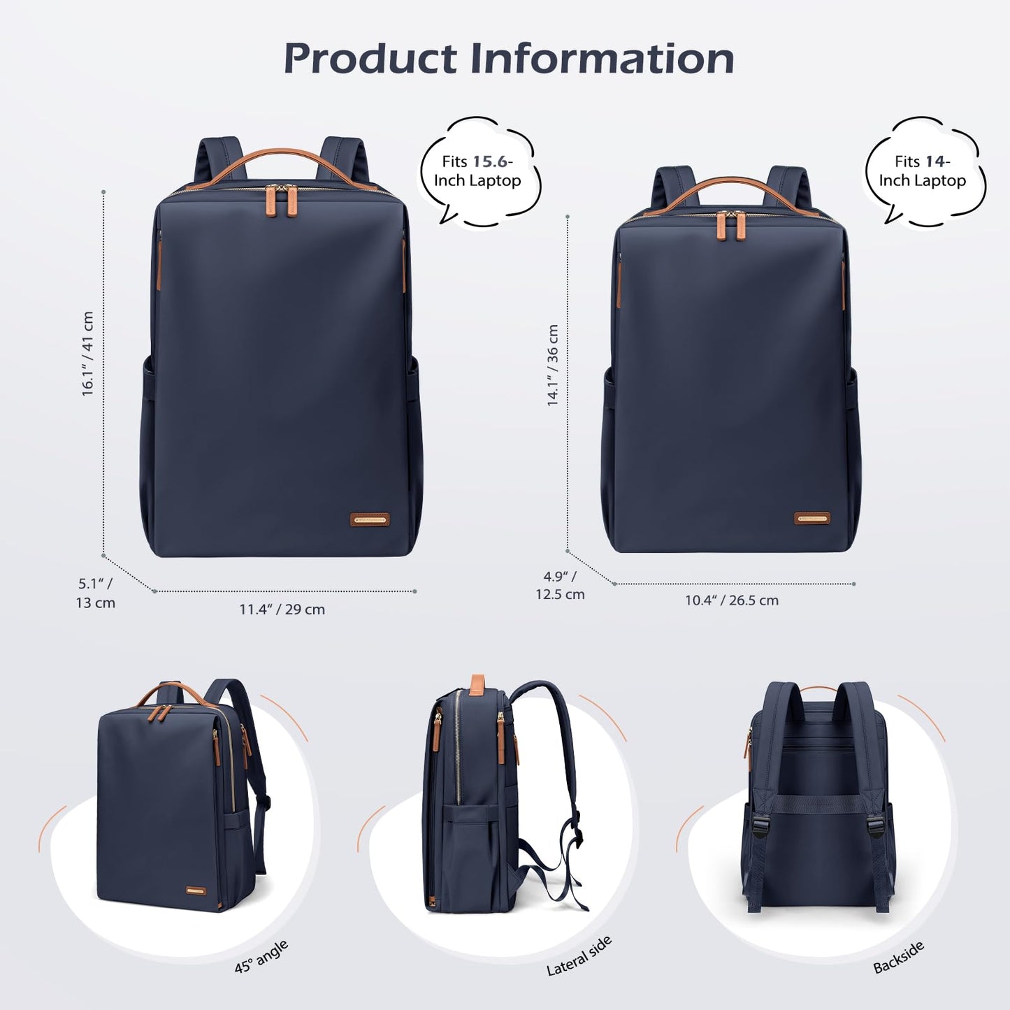 Stylish Laptop Backpack for Women Airline Approved Perfect for Work College and Travel Multi-Functional Casual Daypack Fits 15.6 Inch Notebook (Navy Blue)