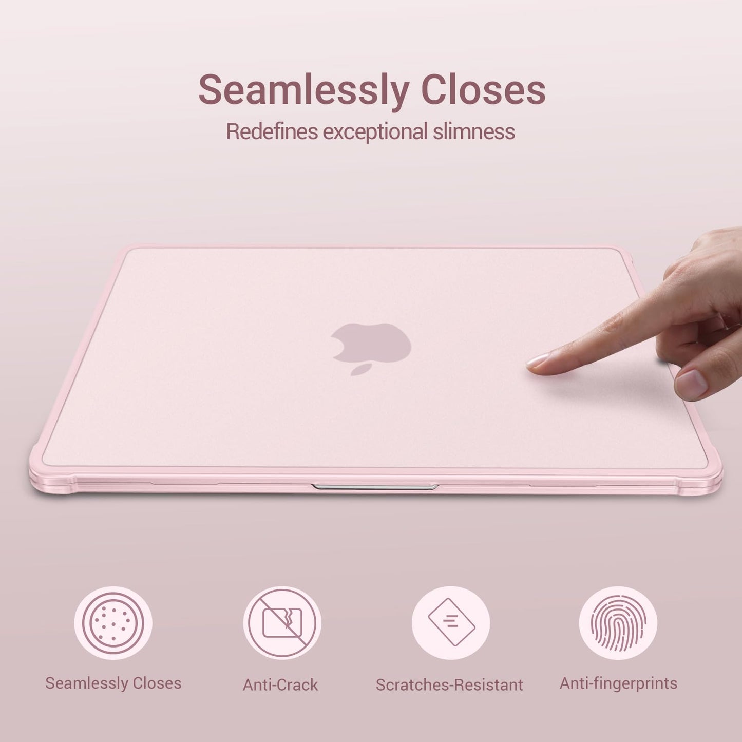 MOSISO Anti-Crack Slimness Case for MacBook Air 13 inch M5 M4 M3 M2 2026-2022 A3449 A3240 A3113 A2681,3 in 1 Kit Anti-Fingerprints Reinforced TPU Bumper Hard Shell for MacBook Air 13.6, Pink