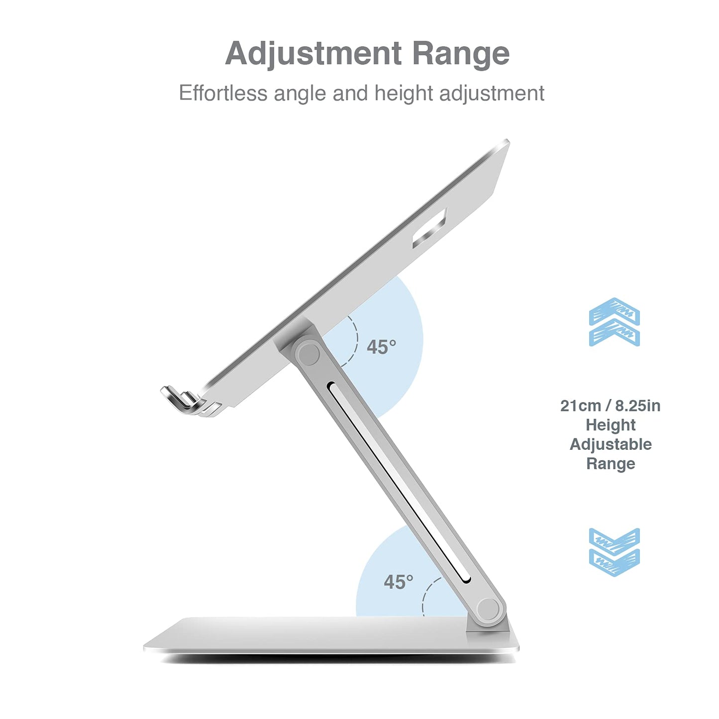 SHOPPINGALL Adjustable and Foldable Laptop Stand, Ergonomic and Portable Aluminum Laptop and Tablets Riser for Desk, Fits All Laptops and Notebooks and Tables up to 17 Inch - SA-LS1