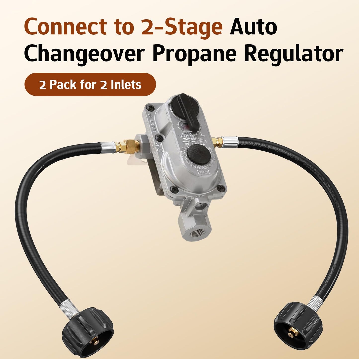 15 Inch RV Propane Hose, Camper Propane Hose with 1/4" Male Inverted, for 2-Stage Auto Changeover Regulator, 2-Pack