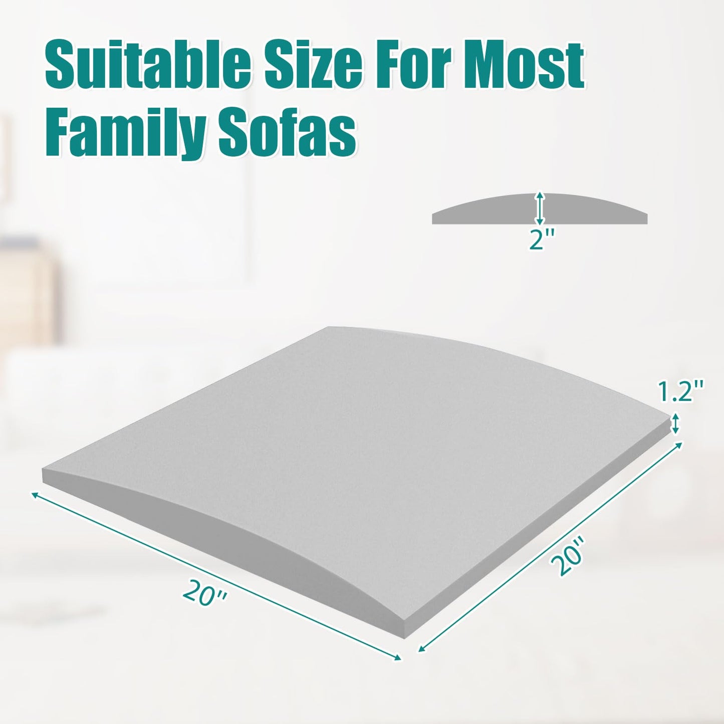 20"x20" High-Density Foam Cushions for Sofa Couch Cushion Support Inserts, Curved Design for Sagging Seat Repair, Black Set of 3 - Sofa Seat Support for Couch, Loveseat, and Sectional Furniture（Grey）