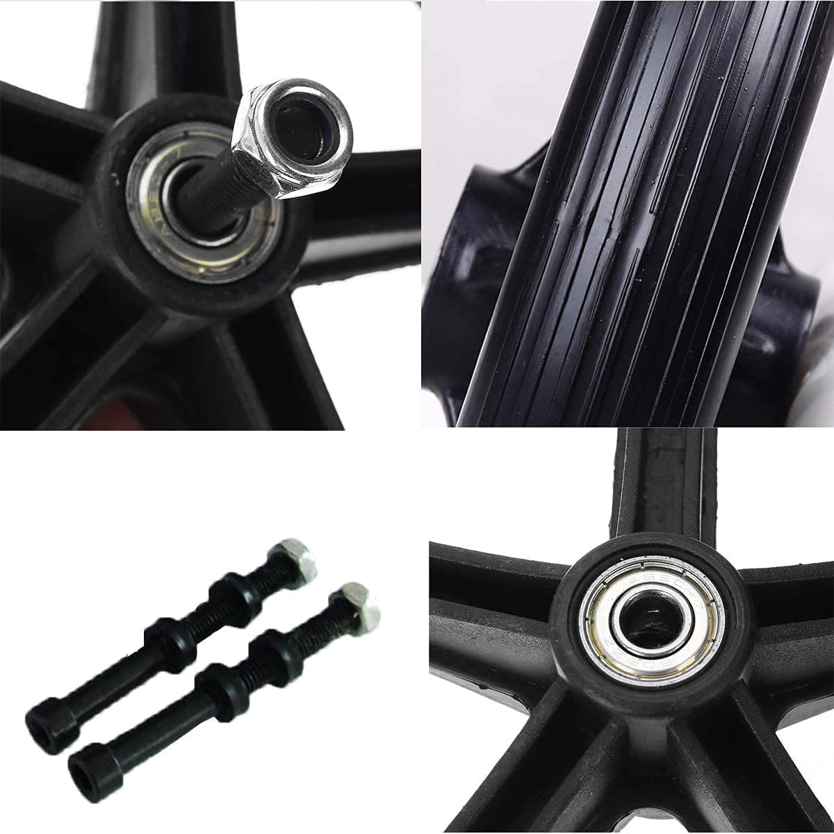 8 Inch by 1 Inch, Wheel Replacement for Wheelchairs, Black (2)