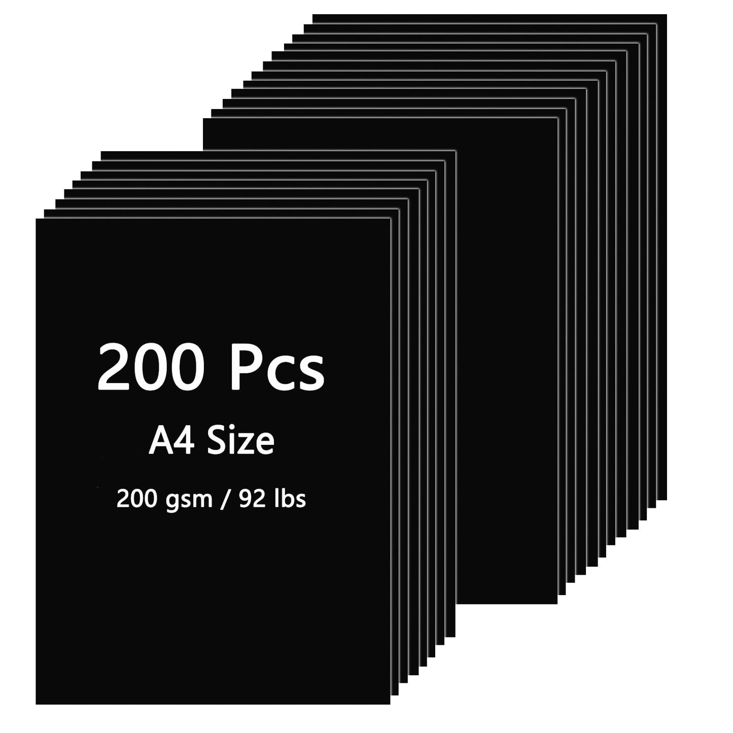 QTLCOHD 200 Sheets Black Colored Cardstock Thick Paper 8.5 x 11 Inch Heavyweight 70lb Cover Card Stock for Crafts and DIY Cards Making