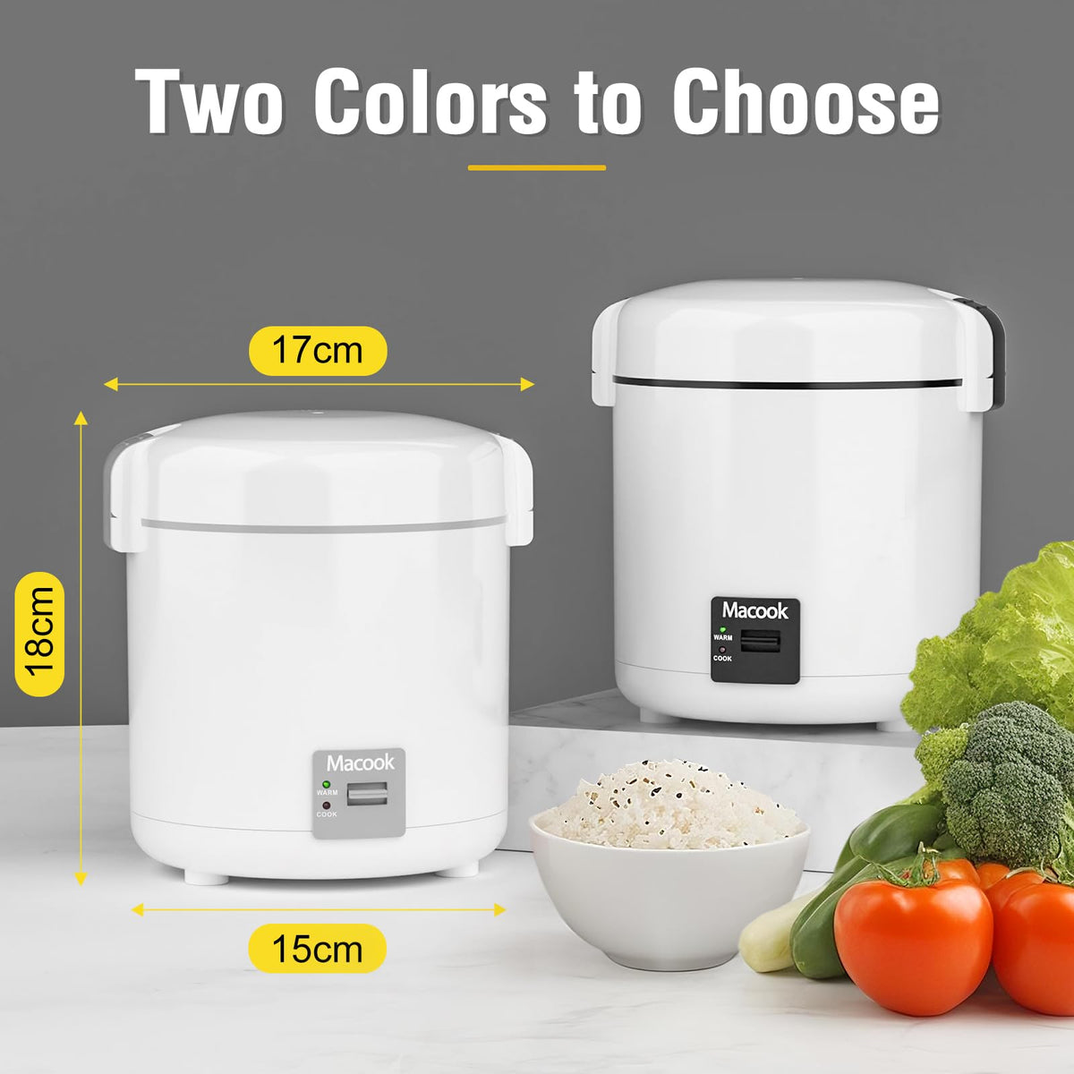 Rice Cooker Small 1-1.5 Cups Uncooked(3 Cups Cooked), Compact Cooker with Bento Box, Removable Nonstick Pot, One Touch&Keep Warm Function, Portable Rice Cooker for Soup Grain Oatmeal Veggie (0.3L-Gray-with Bento Box)