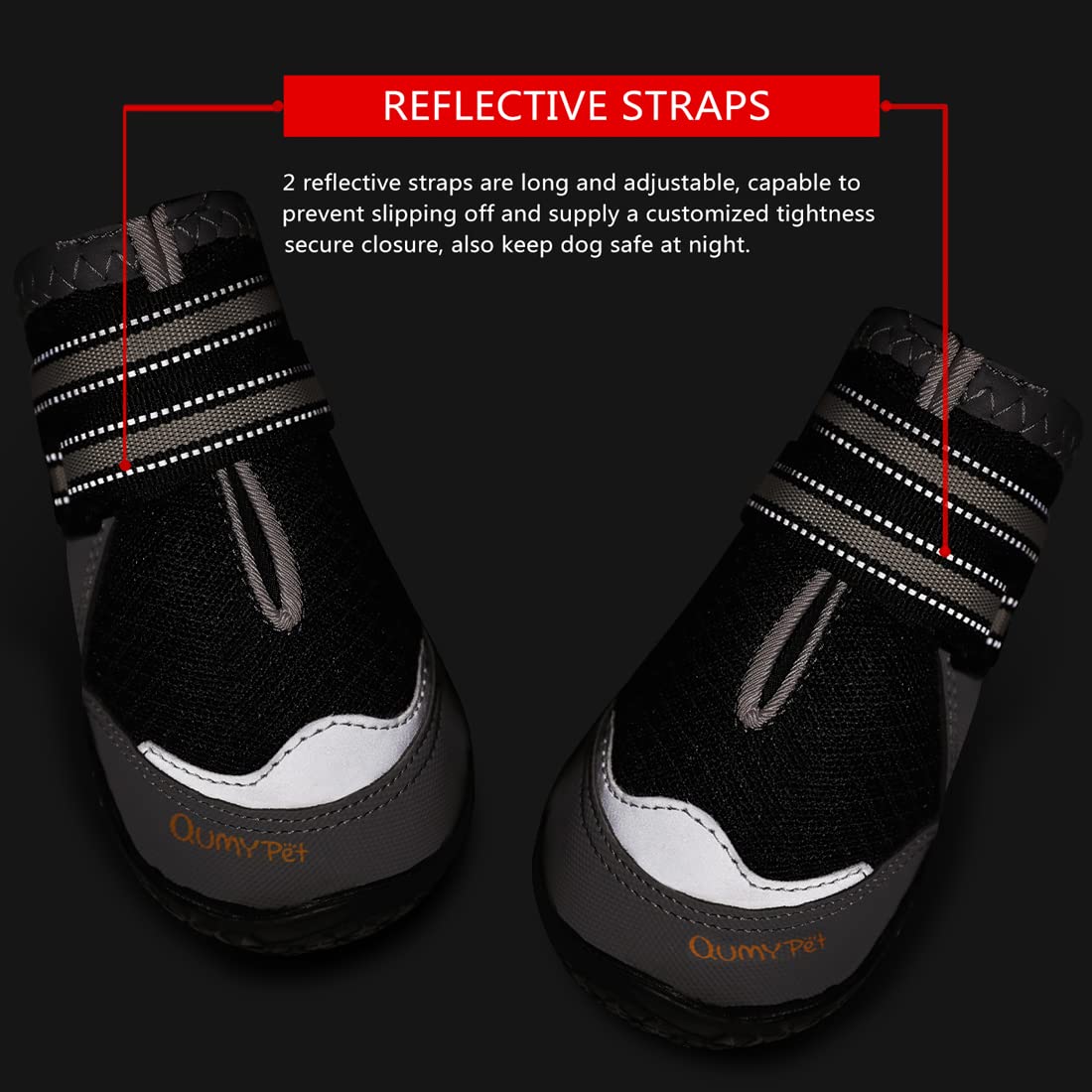 QUMY 4PCS Dog Boots for Large Dogs, Medium Dog Shoes & Paw Protectors for Hot Pavement, Summer Heat Protection, Mesh Breathable Nonslip Dog Booties for Hardfloors, Walking Running Hiking Black Size 3