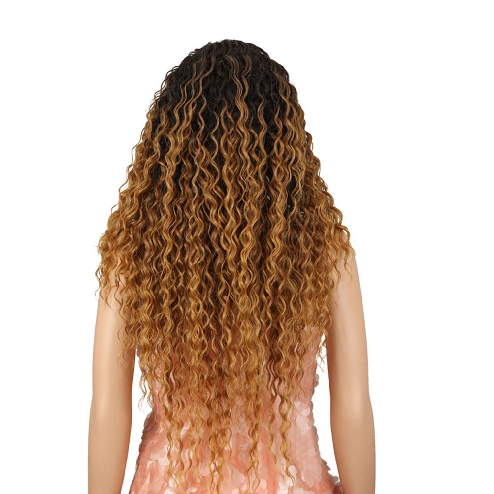 Style Icon Lace Front Wigs 28” Long Curly Wig for Women Ombre Blond Synthetic Wigs Density 130% Heat Resistant Replacement Wig (28", SOP43026)