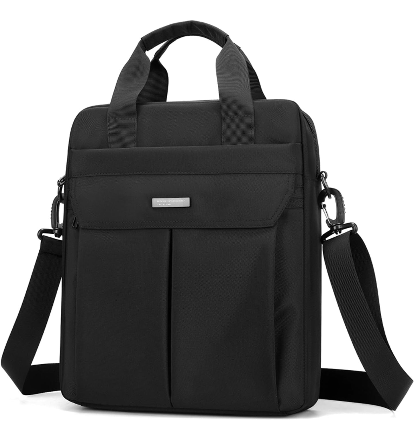 Laptop Bag 14 Inch Briefcase for Men Women Waterproof Nylon Lightweight Compact, Shoulder Messenger Handbag for Business Work Office Travel College Black