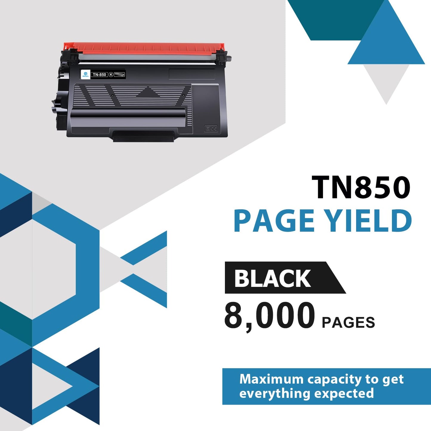 TN850 TN820 High Yield Toner Cartridge Replacement for TN 850 TN-850 TN 820 for HL-L6200DW MFC-L5700DW MFC-L5850DW HL-L5200DW MFC-L5900DW MFC-L6800DW Printer Ink (Black, 2-Pack)