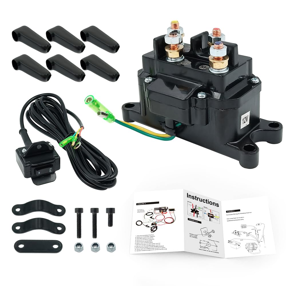 Triumilynn 12V 250A Winch Solenoid Relay Contactor and Rocker Thumb Switch for ATV UTV 1500lb-5000lb Polaris 800 1000, Warn 63070 62135 74900 70715 2875714