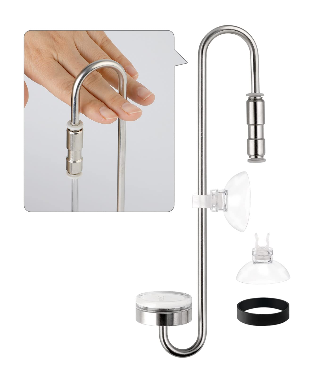 Clscea Aquarium Stainless Steel CO2 Diffuser Widen Hook, DCW300-25