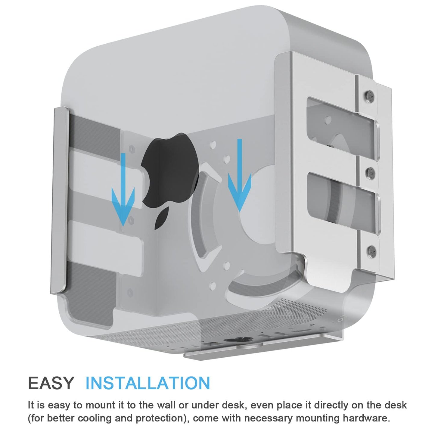 IFCASE Heat Dissipation Design Anti-Scratch Inner Aluminum Under Desk, Wall, Vesa Mount for Mac Studio M4 M3 M2 M1 Max/Ultra (Silver)