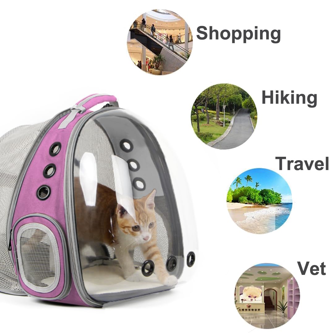 Expandable Cat Backpack, Space Capsule Bubble Transparent Clear Pet Carrier for Small Dog, Pet Carrying Hiking Traveling Backpack