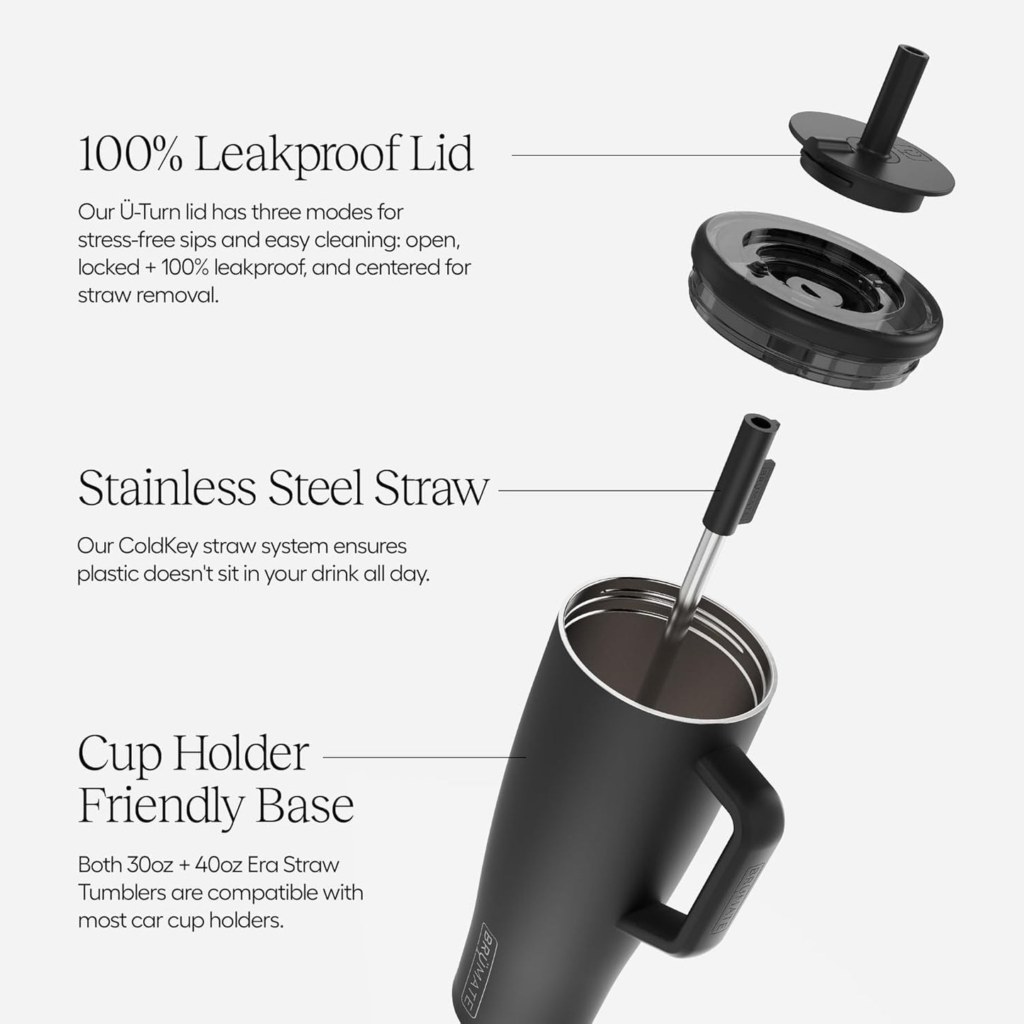 BrüMate Era 40 oz Tumbler with Handle and Straw | 100% Leakproof Insulated Water Bottle Tumbler with Lid and Flexible SoftSip Straw | Made of Stainless Steel | Cup Holder Friendly | 40oz (Lilac Dusk)
