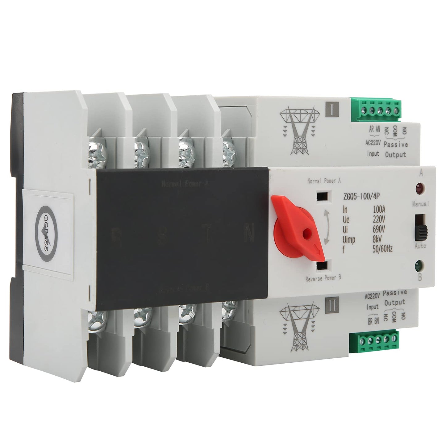 Dual Power Automatic Transfer Switch, High Sensitive Response Circuit Breaker Changeover 220V (ZGQ5-100/4P)