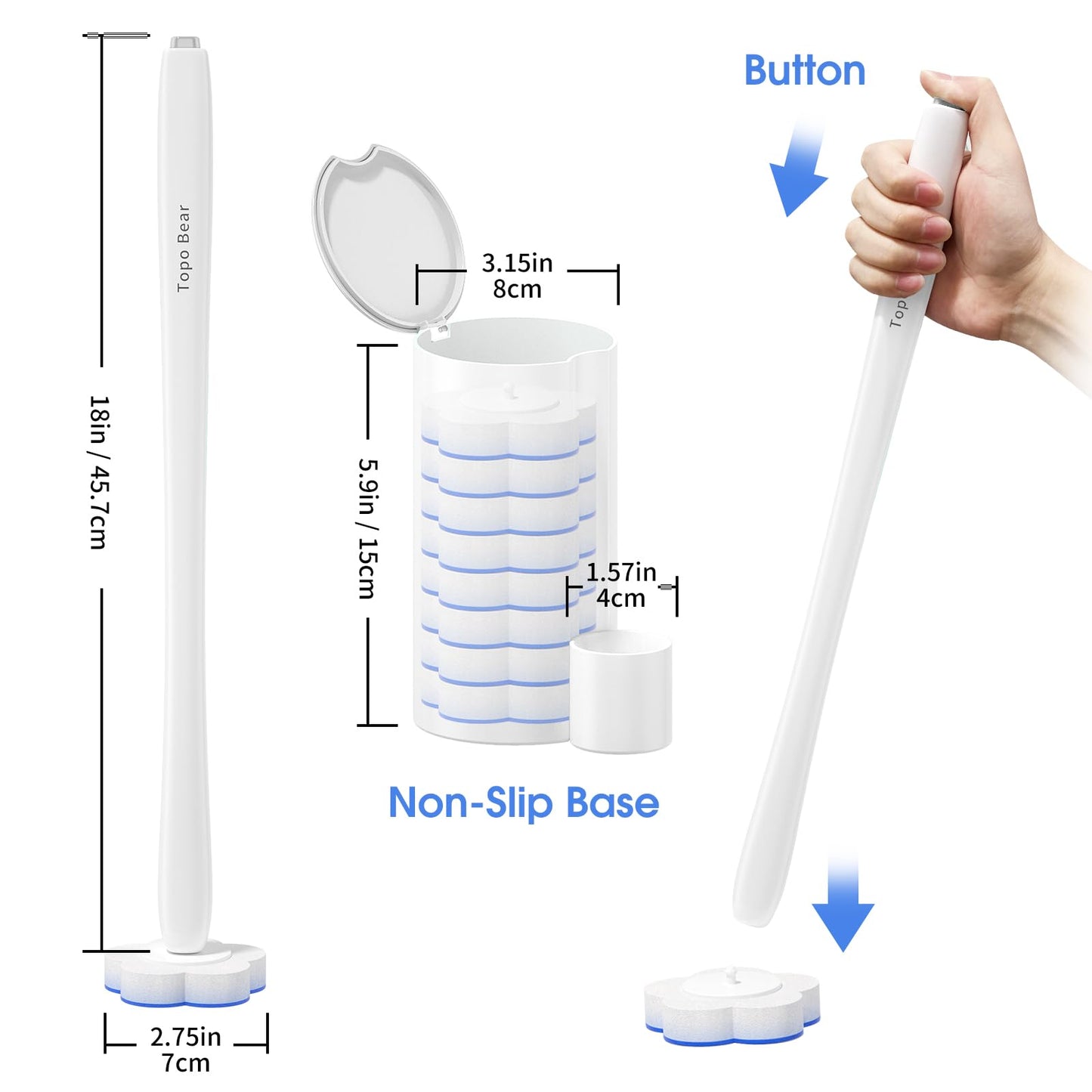 Topo Bear Toilet Bowl Wand and Refills (1 Wand+40 Refills)