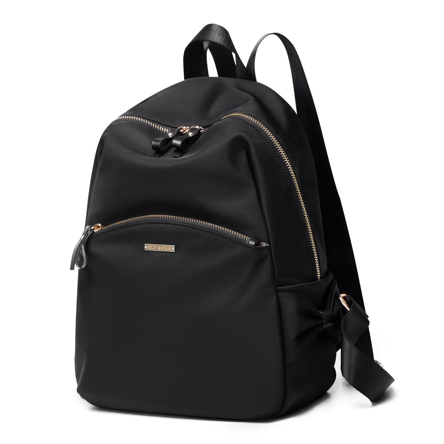 Stylish Backpack Purse for Women Girls Casual Travel Daypack Mini Backpack Handbag Nylon Bookbag (Black)