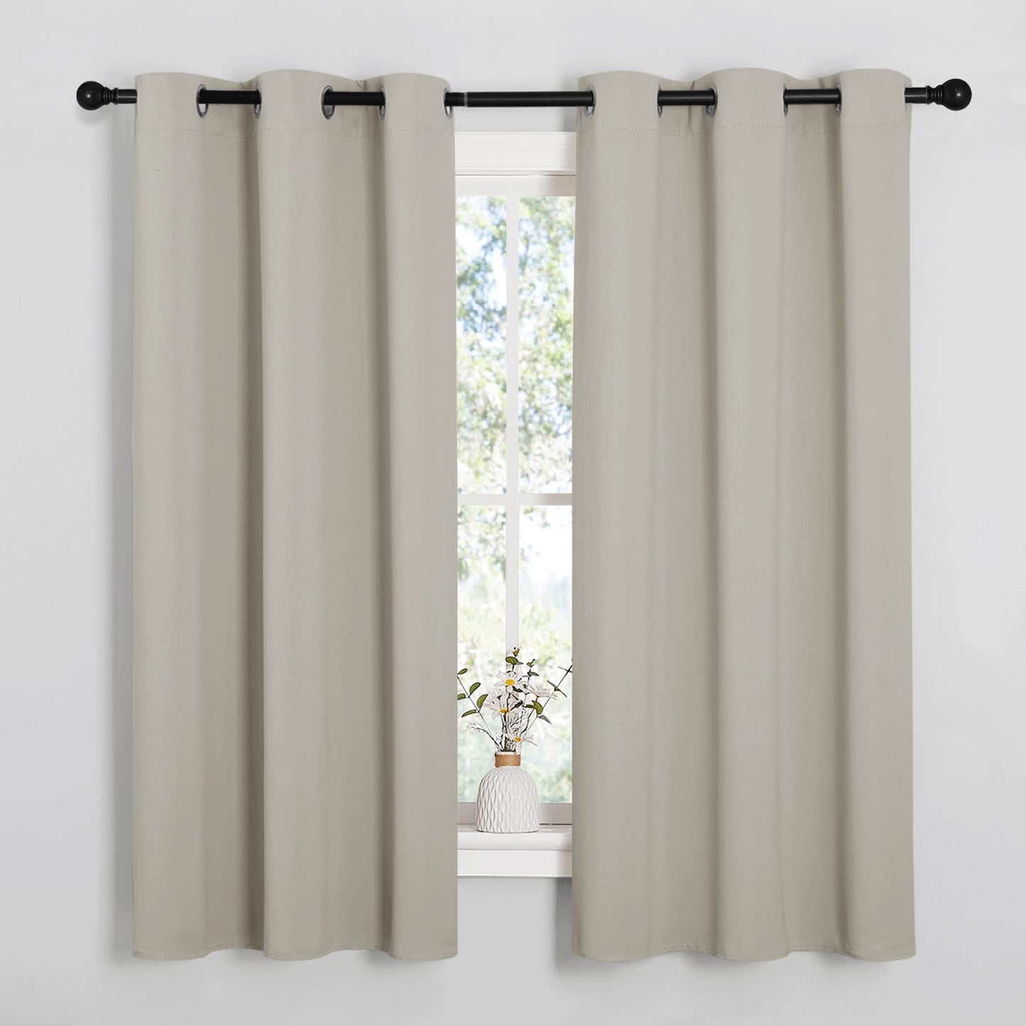 NICETOWN Blackout Curtains 2 Panels for Bedroom- Thermal Insulated Grommet Blackout Curtains 63 Inches Long for Living Room/Kitchen Rideaux occultants (2 Panels, W42 x L63 -Inch,Natural)