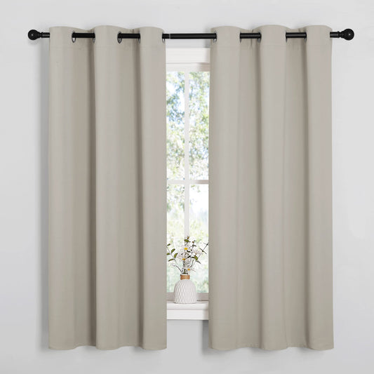 NICETOWN Blackout Curtains 2 Panels for Bedroom- Thermal Insulated Grommet Blackout Curtains 63 Inches Long for Living Room/Kitchen Rideaux occultants (2 Panels, W42 x L63 -Inch,Natural)