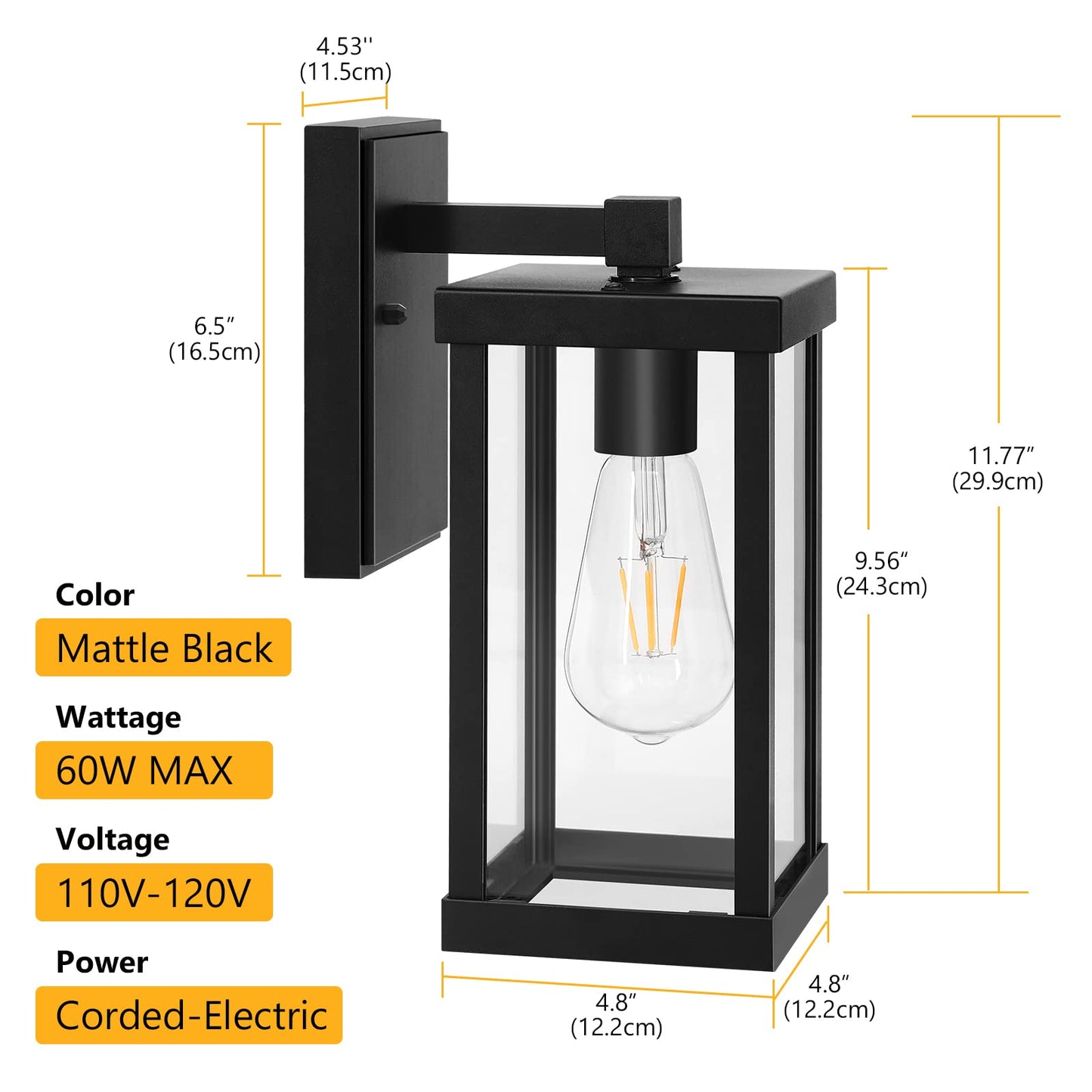 TOPKDA 2 Pack Outdoor Indoor Wall Light, Exterior Light Fixtures Wall Mount Anti-Rust & Waterproof, Black Wall Sconce with Clear Glass Shade, E26 Socket Wall Lantern for Garage, Doorway(Bulb Included)