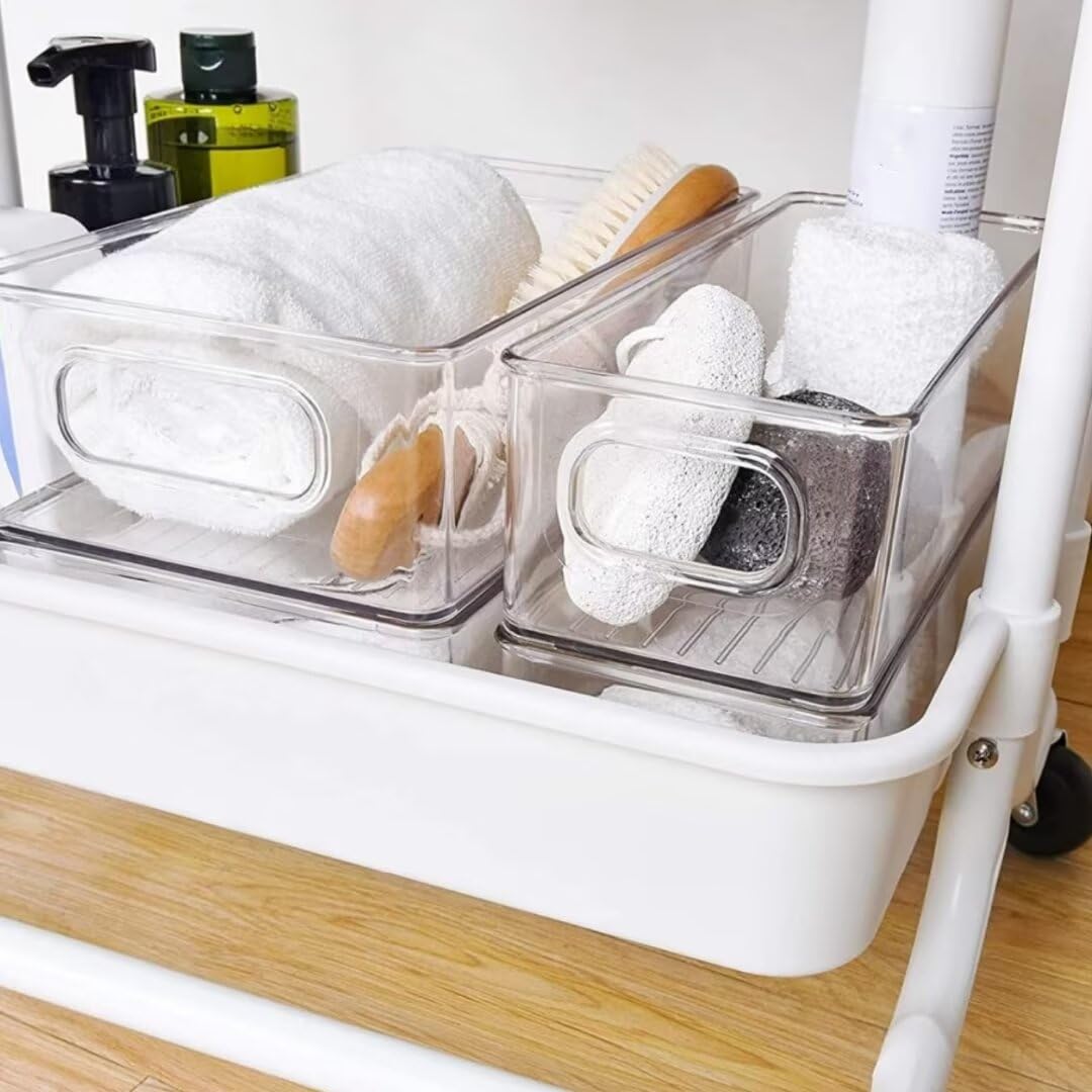 8 Pcs Plastic Storage Bins for Freezer, Pantry, Countertop, Cabinet Organization, Stackable Food Storage Organizer with Handles, BPA Free, 10 x 6 x 3 Inch, 10 x 4 x 3 Inch