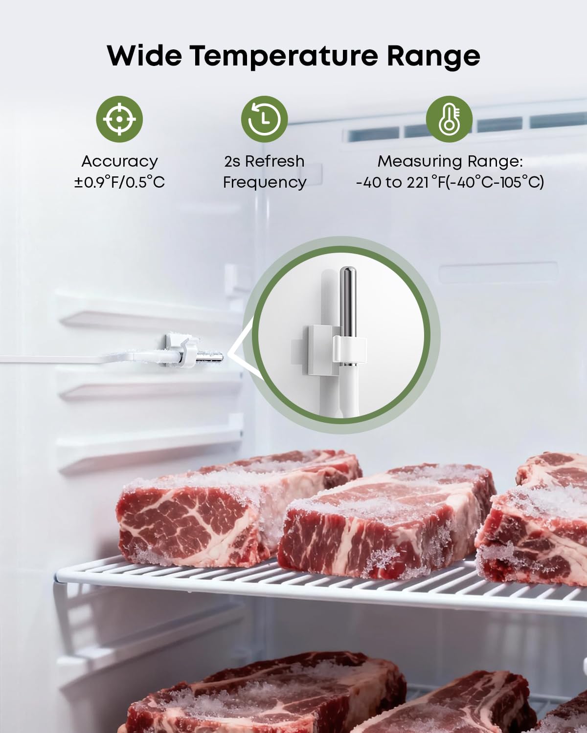 MOCREO ST5 WiFi Freezer Thermometer Alarm, Email Alert, App Notification, Data Logging Export, No Subscription Fee, Remote Temperature Sensor for Refrigerator, Freezer, Hot Tub (2 Pack)