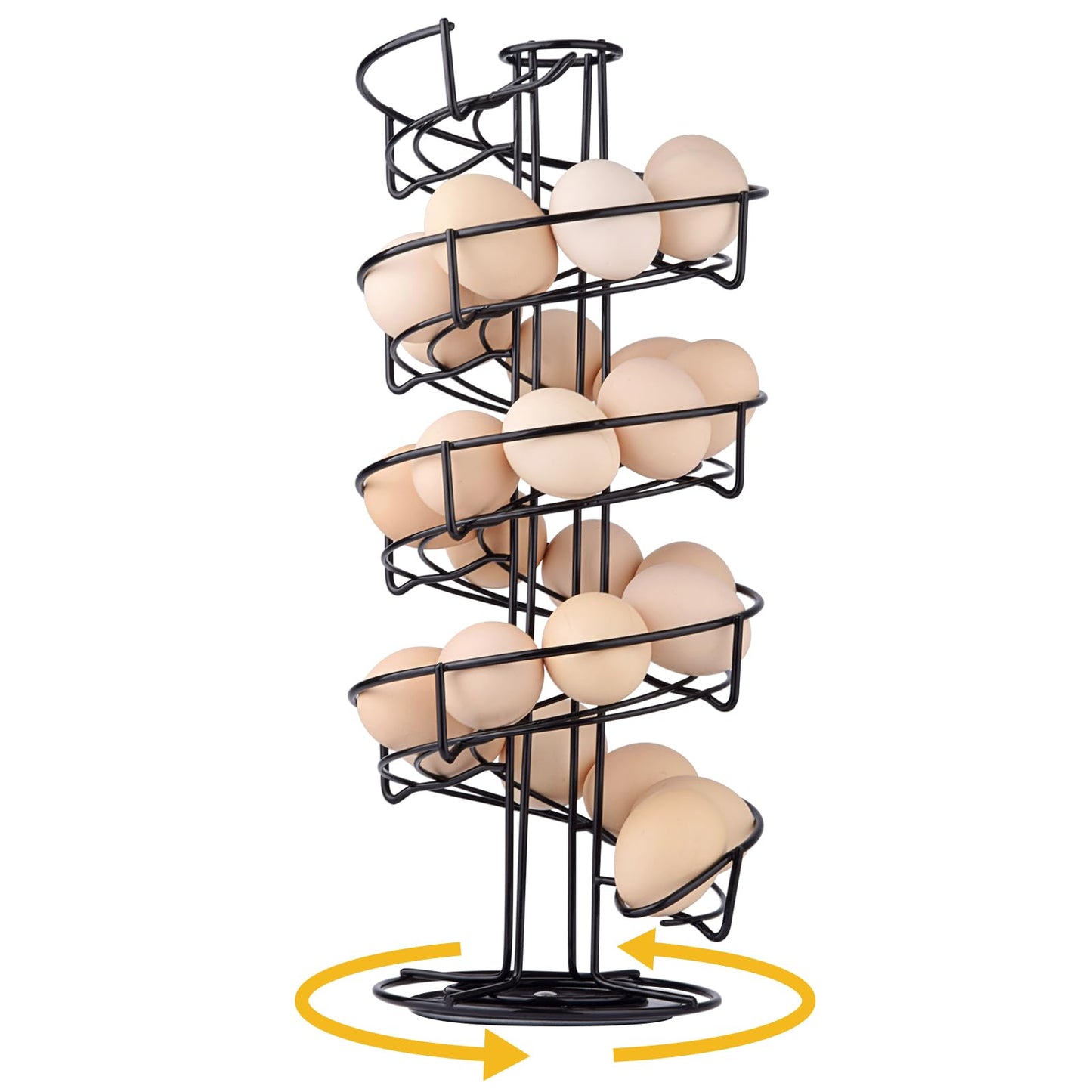 Toplife Spiral Design Metal Egg Skelter Dispenser Rack,Storage Display Rack (Black)